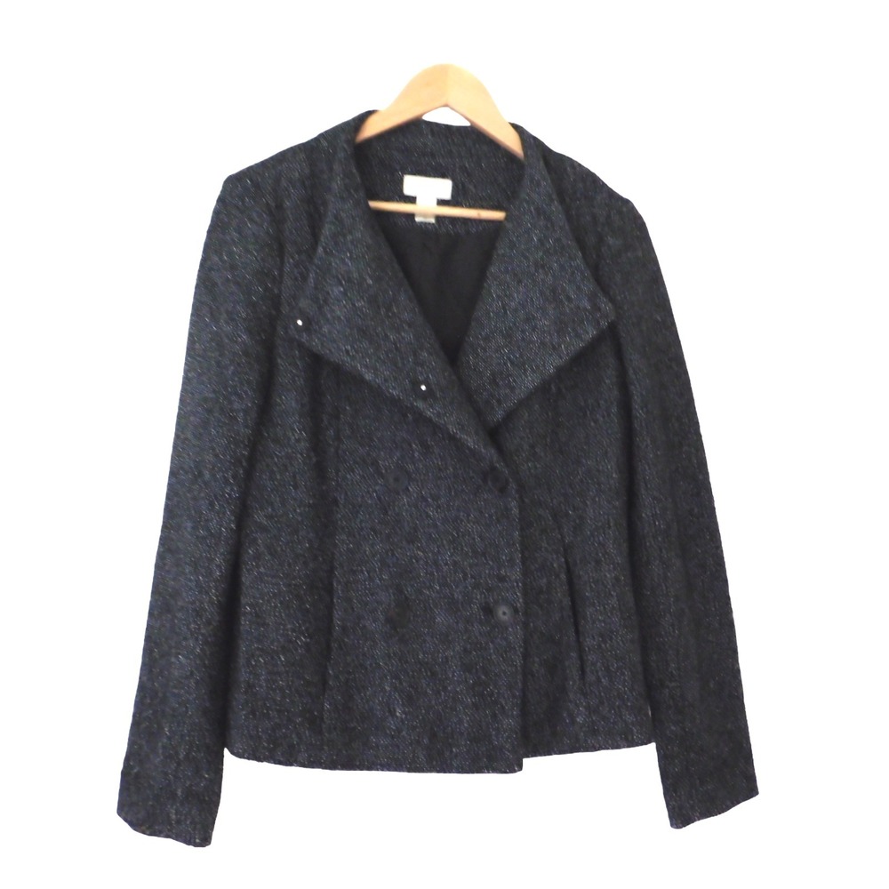 Ann Taylor Loft Black Blazer Suit Jacket Double Breasted Pockets‎ Size Medium